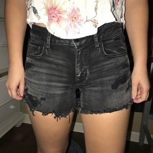 American Eagle Black Distressed Jean Shorts